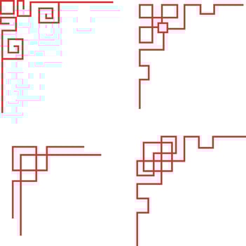 Chinese Traditional Corner With Different Shape. Simple Design. Isolated Vector Set.