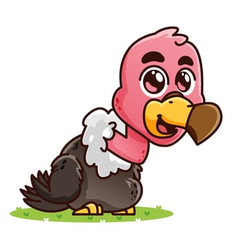 cute vulture cartoon, animal alphabet cute cartoon vector