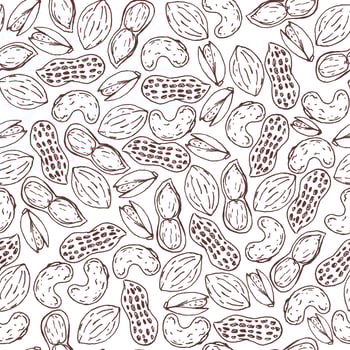 Seamless pattern with nuts and seeds vector