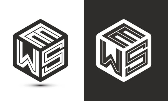 EWS letter logo design with illustrator cube logo, vector logo modern alphabet font overlap style.