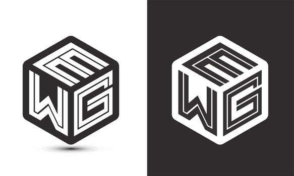 EWG letter logo design with illustrator cube logo, vector logo modern alphabet font overlap style.
