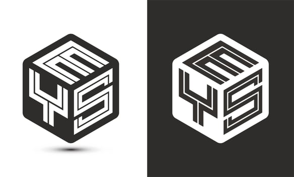 EYS letter logo design with illustrator cube logo, vector logo modern alphabet font overlap style.