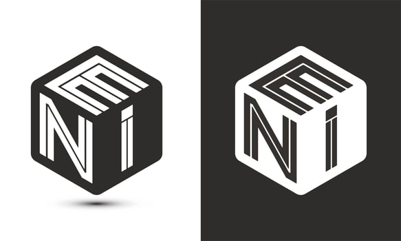 ENI letter logo design with illustrator cube logo, vector logo modern alphabet font overlap style.