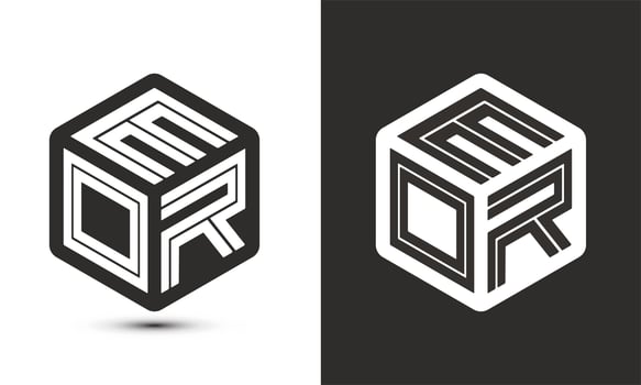 EOR letter logo design with illustrator cube logo, vector logo modern alphabet font overlap style.