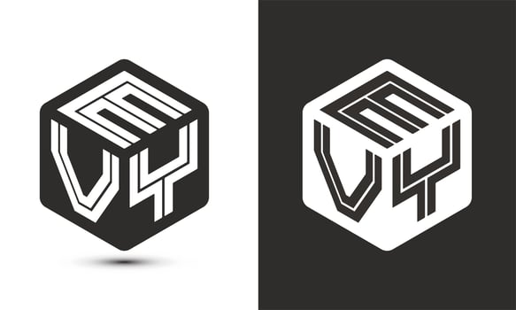 EVY letter logo design with illustrator cube logo, vector logo modern alphabet font overlap style.