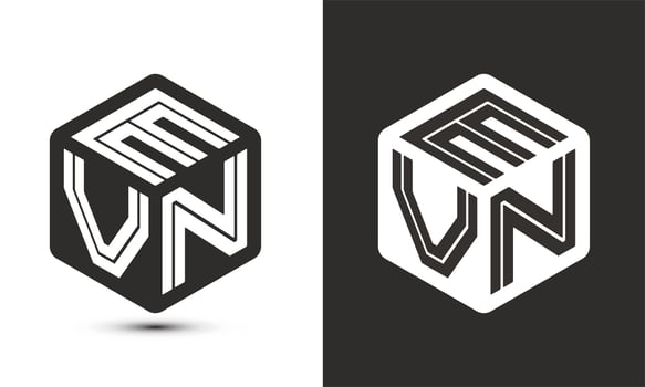 EVN letter logo design with illustrator cube logo, vector logo modern alphabet font overlap style.