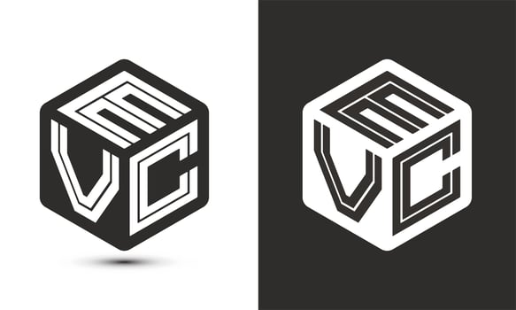 EVC letter logo design with illustrator cube logo, vector logo modern alphabet font overlap style.