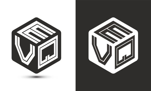 EVQ letter logo design with illustrator cube logo, vector logo modern alphabet font overlap style.
