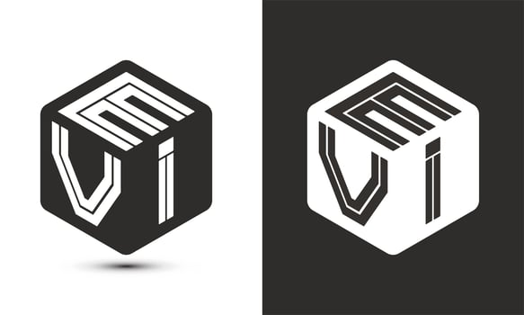 EVI letter logo design with illustrator cube logo, vector logo modern alphabet font overlap style.