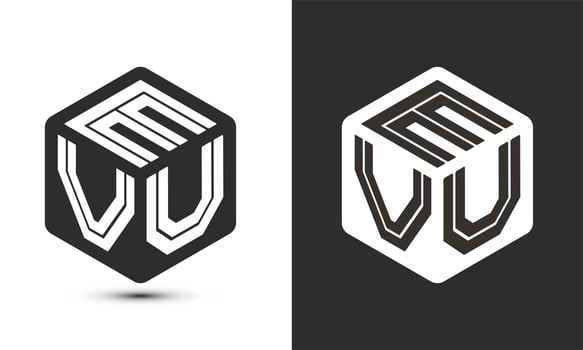 EVU letter logo design with illustrator cube logo, vector logo modern alphabet font overlap style.