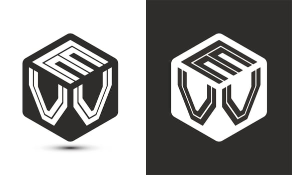 EVV letter logo design with illustrator cube logo, vector logo modern alphabet font overlap style.