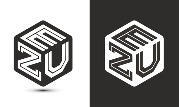 EZU letter logo design with illustrator cube logo, vector logo modern alphabet font overlap style.