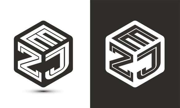 EZJ letter logo design with illustrator cube logo, vector logo modern alphabet font overlap style.