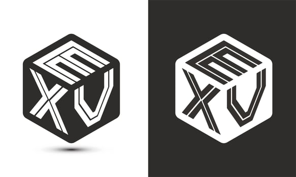 EXV letter logo design with illustrator cube logo, vector logo modern alphabet font overlap style.