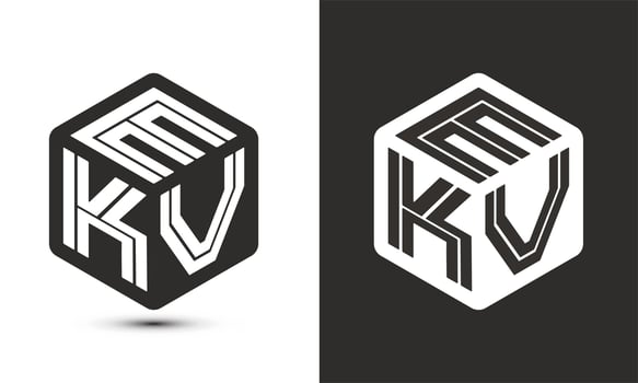 EKV letter logo design with illustrator cube logo, vector logo modern alphabet font overlap style.