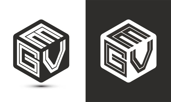 EGV letter logo design with illustrator cube logo, vector logo modern alphabet font overlap style.