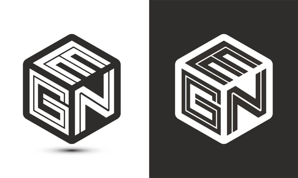 EGN letter logo design with illustrator cube logo, vector logo modern alphabet font overlap style.