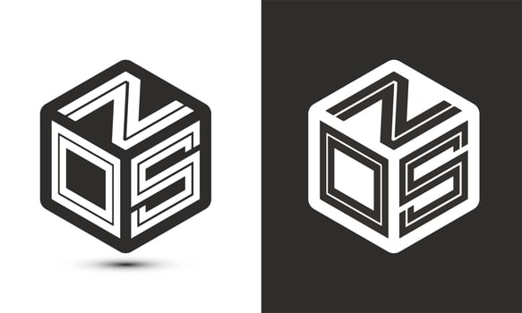 NOS letter logo design with illustrator cube logo, vector logo modern alphabet font overlap style.