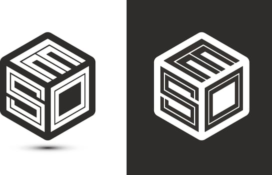 ESO letter logo design with illustrator cube logo, vector logo modern alphabet font overlap style.