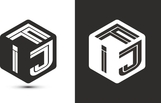 FIJ letter logo design with illustrator cube logo, vector logo modern alphabet font overlap style.