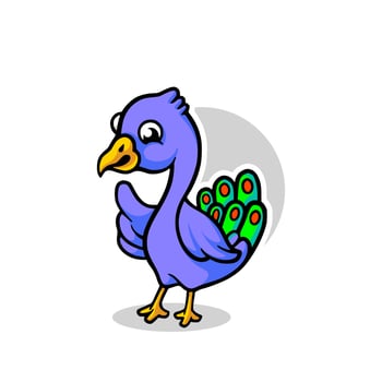 Cute peacock mascot cartoon design illustration vector