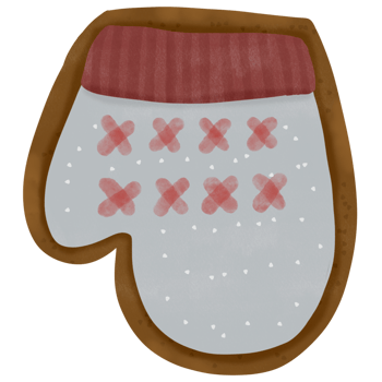Gingerbread mitten isolated for Christmas. png