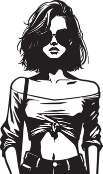 Fashion Woman Sketch Drawing. vector