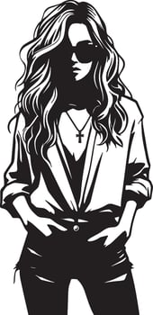 Fashion Woman Sketch Drawing. vector