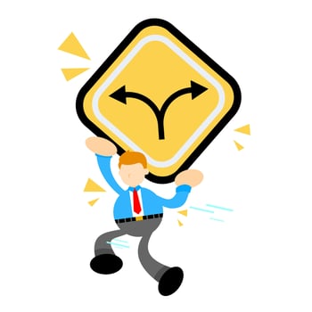 Businessman carrying a sign vector