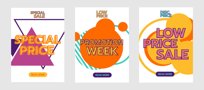 Three banners with sale prices and sale prices vector