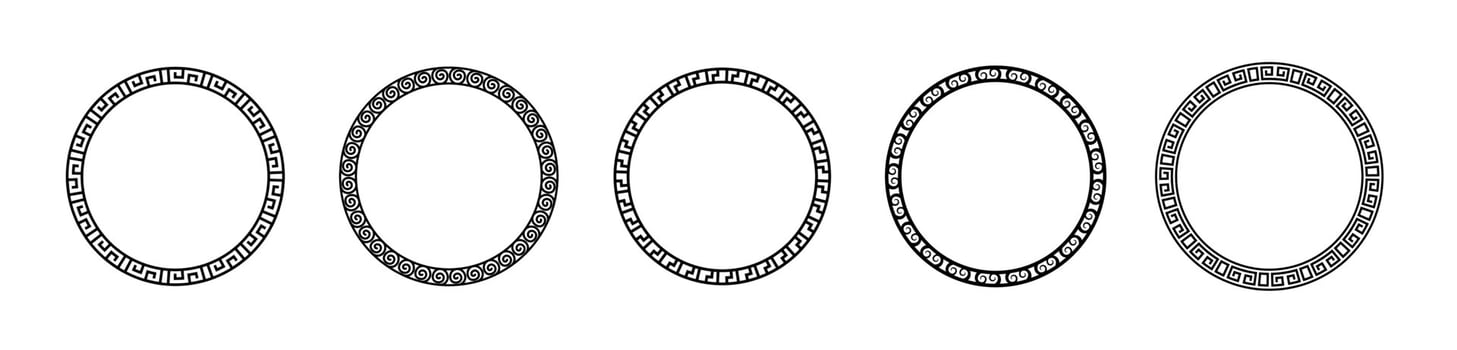 Greek circle frame vector design. Circle border rome