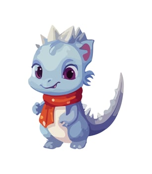 AI generated Vector cute Christmas dragon. Symbol of the New Year. Dinosaur illustration in watercolor style isolated on white background.