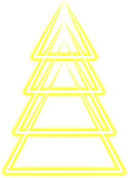 Neon Christmas tree illustration for darker backgrounds. PNG with transparent background.