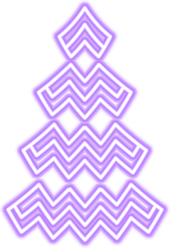 Neon Christmas tree illustration for darker backgrounds. PNG with transparent background.