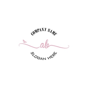 AB Initial logo monogram butterfly handwriting signature vector