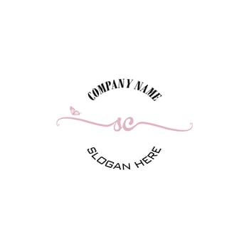 SC Initial logo monogram butterfly handwriting signature vector