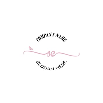 SE Initial logo monogram butterfly handwriting signature vector