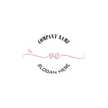 VE Initial logo monogram butterfly handwriting signature vector