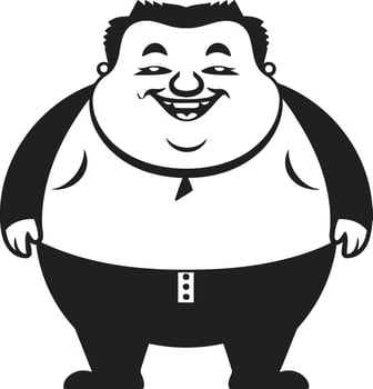 Round Rebel Vector Logo of a Portly Gentleman Chubby Charm Black Vector Design for Obesity Awareness
