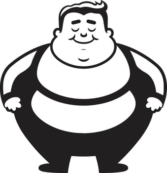 Chubby Chic Black Vector Logo of a Stylish Stout Figure Obesity Opulence Iconic Logo Design for Weight Awareness