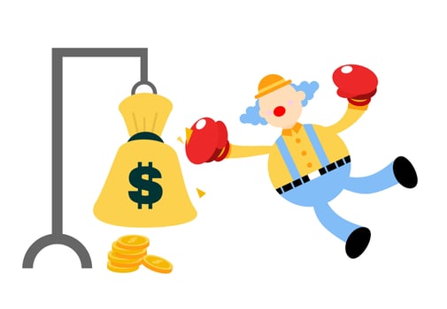 A cartoon man is throwing a bag of money vector