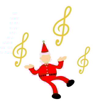 christmas santa claus merry and music melody clef music note cartoon doodle flat design style vector illustration