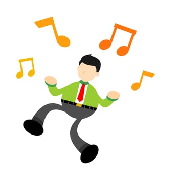 A cartoon man dancing with music notes around him vector