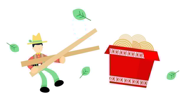 farmer man agriculture and asian noodle box cuisine cartoon doodle flat design style vector illustration
