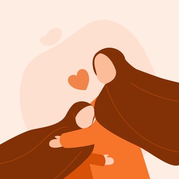 Hugging Mother And Daughter vector
