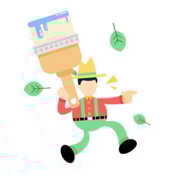 farmer man agriculture and artist Paint Brushes cartoon doodle flat design style vector illustration