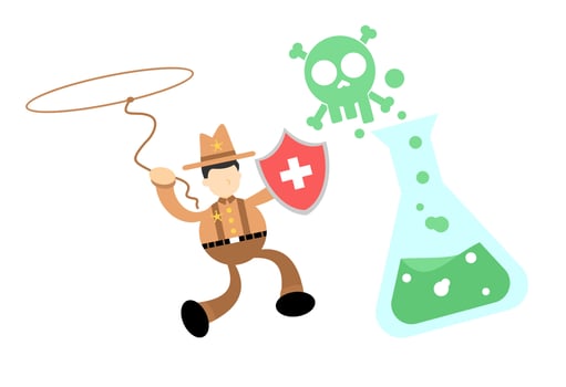 cowboy america stop hazardous skull alert danger toxic laboratory formula cartoon doodle flat design style vector illustration