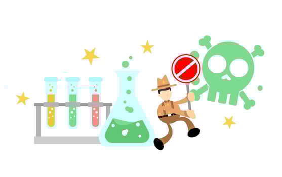 cowboy america stop hazardous skull alert danger toxic laboratory formula cartoon doodle flat design style vector illustration