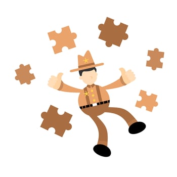 america cowboy play puzzle cartoon doodle flat design style vector illustration