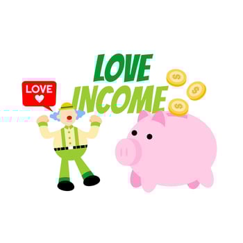happy clown and pig bank money dollar economy finance cartoon doodle vector illustration flat design style